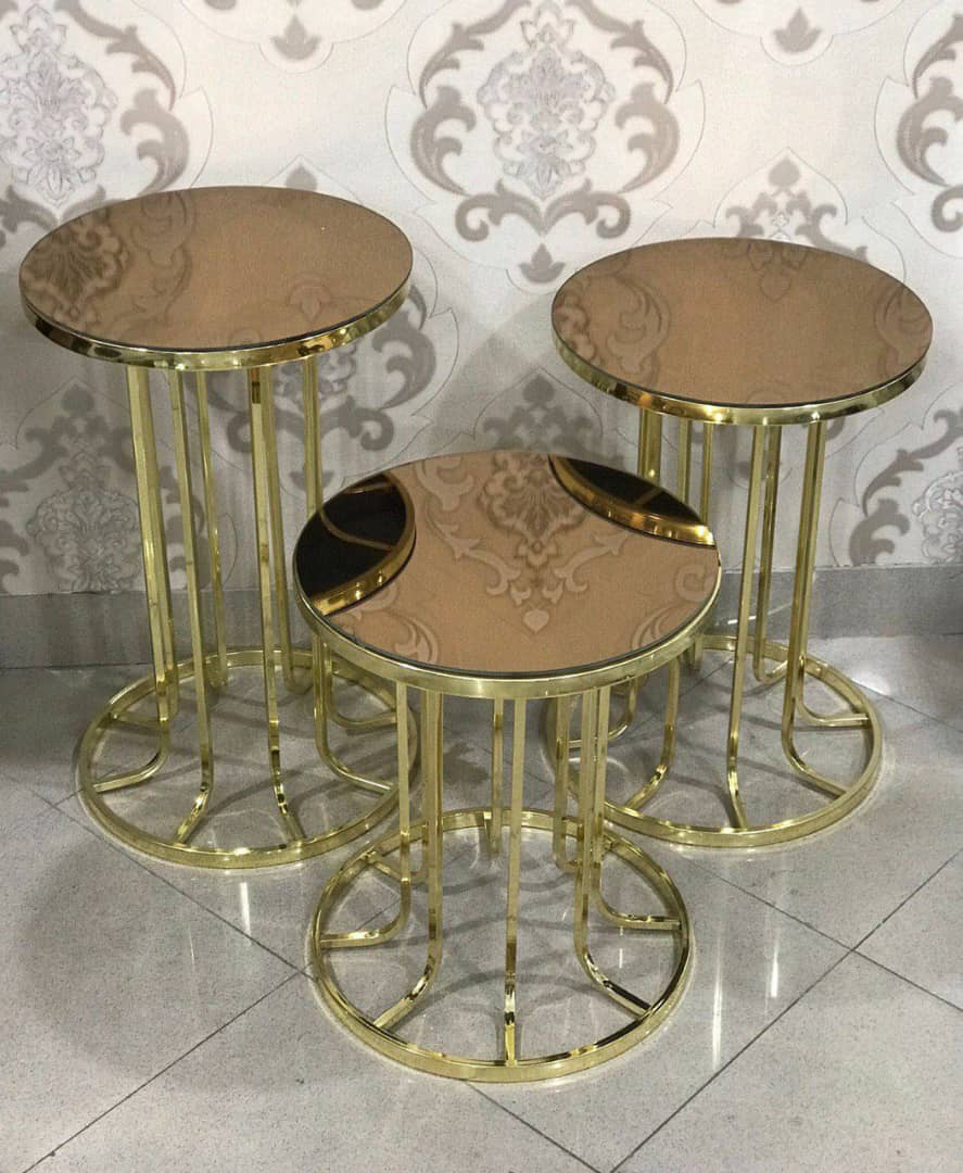 میز طلایی - عسلی ستونی در سه سایز مختلف