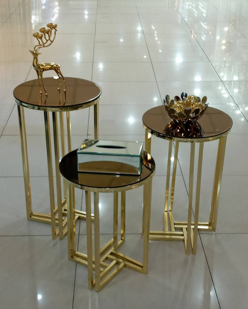 میز پایه طلایی - میز عسلی با پایه طلایی