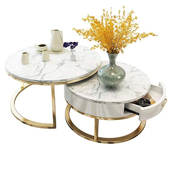 میز جلو مبل کشو خور طلایی