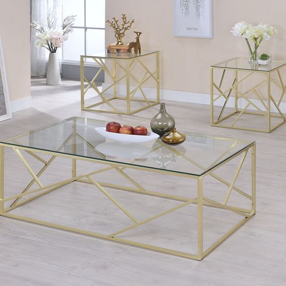 میز جلو مبلی طلایی با رویه شیشه